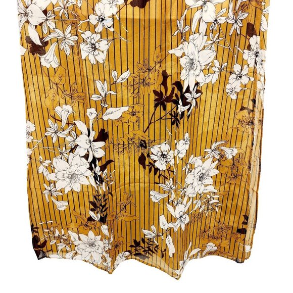 Floral Print Mustard Yellow Maxi Skirt With Pleated Design By Haute Monde Size L - Picture 10 of 10